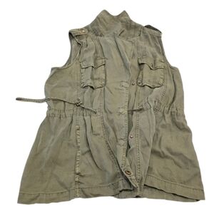 Lucky Brand Olive Utility Vest Military Cargo Sleeveless Jacket Size M